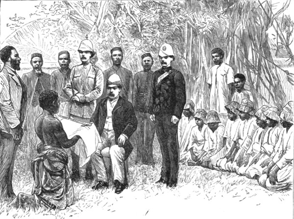 ''The Governor of Lagos, and the Envoys of the King of Dahomey', 1891. Creator: Unknown.