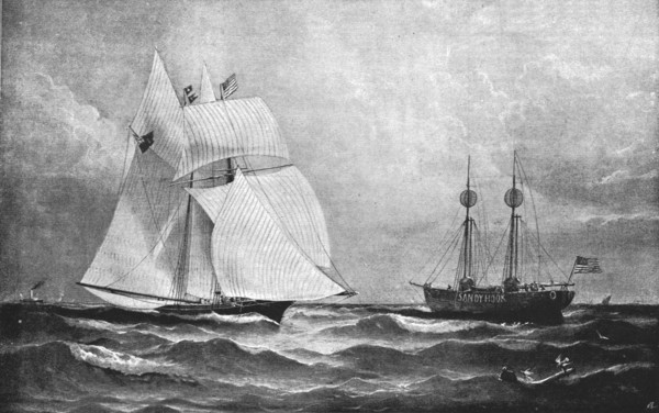 ''The Race for the America's Cup - The Cambria Rounding Sandy Hook', 1870 (1891). Creator: Unknown.