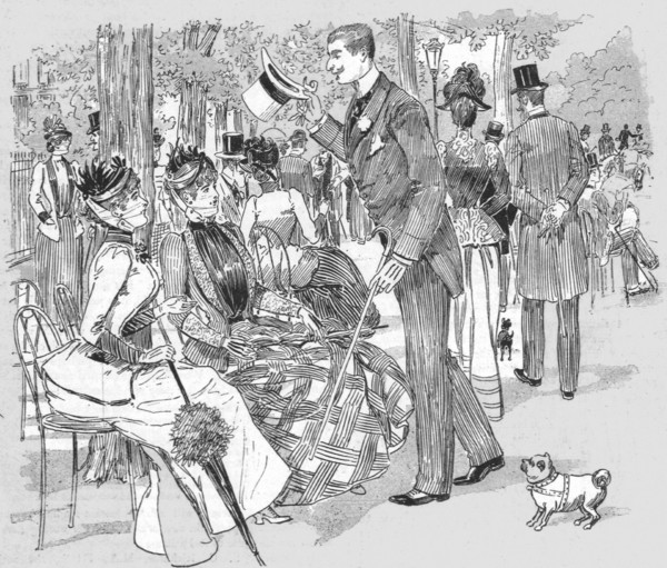 The Paris Season - drawn by Mars; Morning Gathering at the Petite Plage', 1891