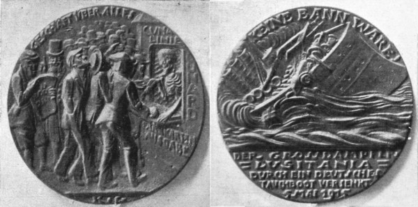 'La medaille commemorative allemande du torpillage du "Lusitania". 7 mai 1915', 1915. Creator: Unknown.