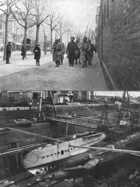 'La capture d'un sous-marin allemand; en haut, le commandant en second bonne garde..., 1916. Creator: Unknown.