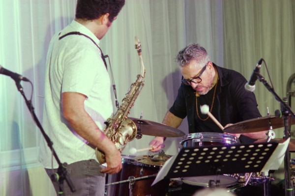 Ziv Ravitz and Greg Ward, Linda May Han Oh Quartet, Watermill Jazz Club, Dorking, 26 Oct 2021. Creator: Brian O'Connor.