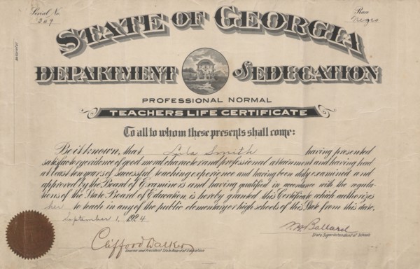 Teaching certificate, 1924. Creator: Unknown.