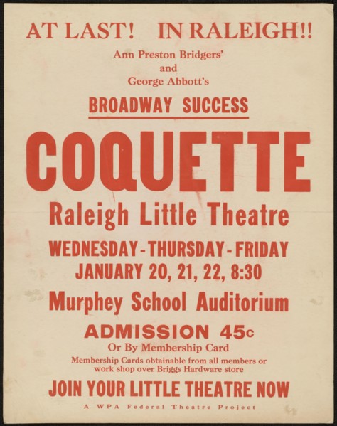 Coquette, Raleigh, NC, 1937. Creator: Unknown.