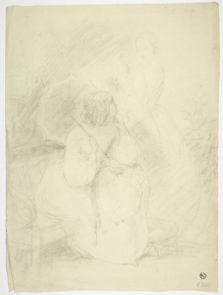 Two Women in a Park, n.d. Creator: Frank Stone.