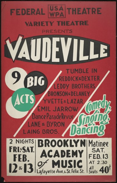 Vaudeville, New York, [1930s]. Creator: Unknown.