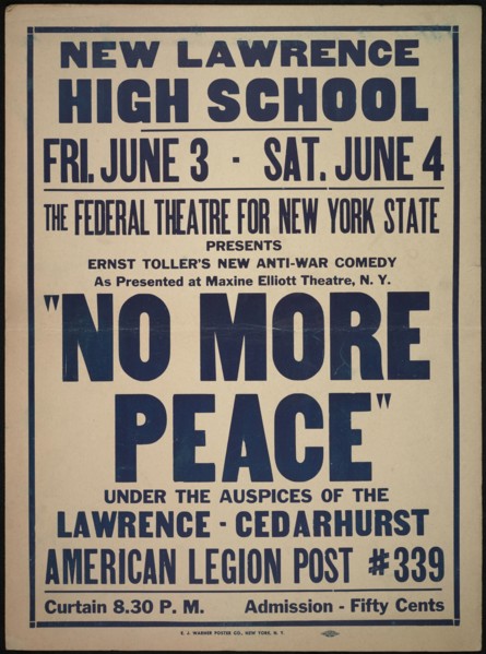 No More Peace, Roslyn, NY, 1937. Creator: Unknown.
