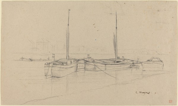 Boats on River with Masts. Creator: Charles Meryon.