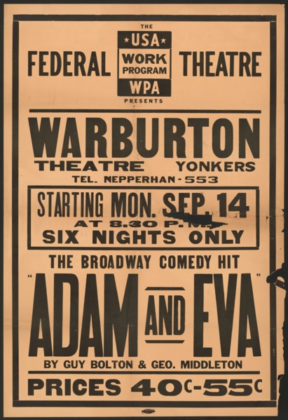 Adam and Eva, Yonkers, NY, [193-]. Creator: Unknown.