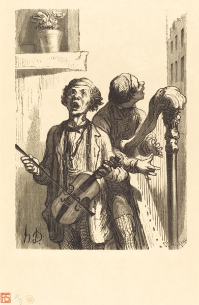 Les Chanteurs de rue, 1862. Creator: Charles Maurand.