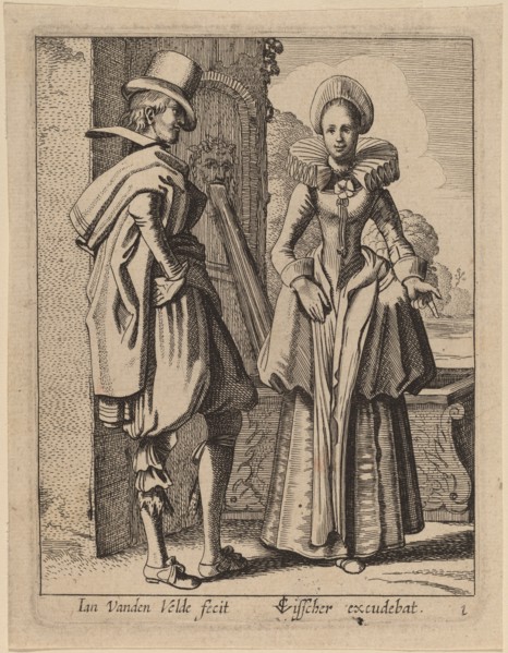 Two Figures in Costume. Creator: Jan van de Velde II.