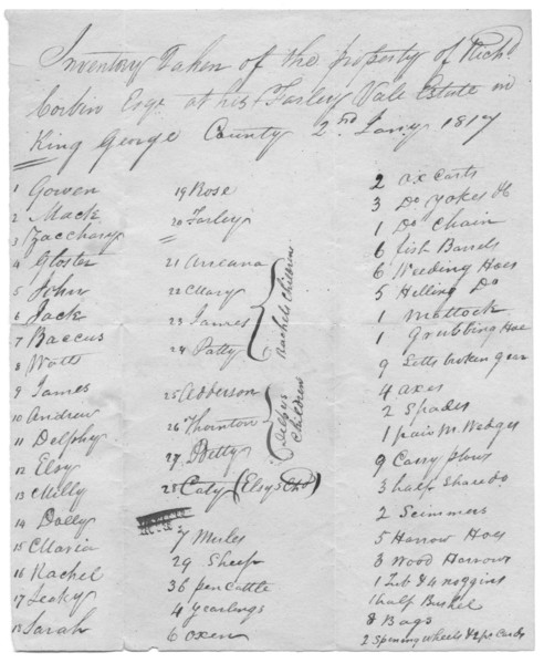 Farley Vale Estate Inventory, 1817. Creator: Unknown.