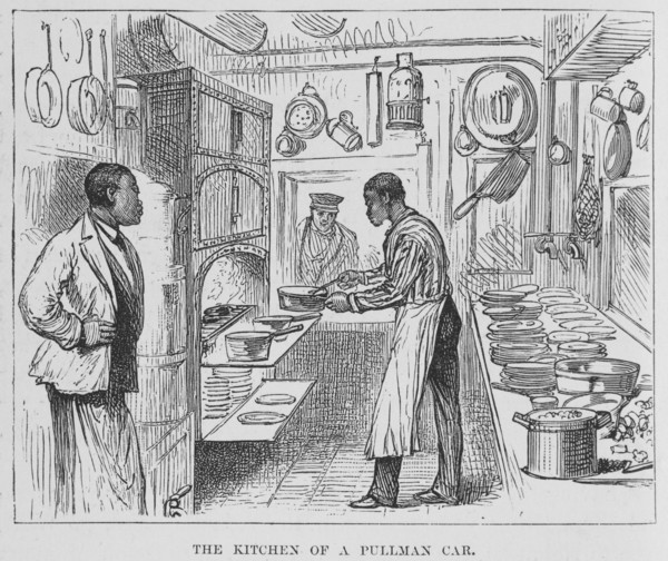 The kitchen of a Pullman car, 1882. Creator: Unknown.