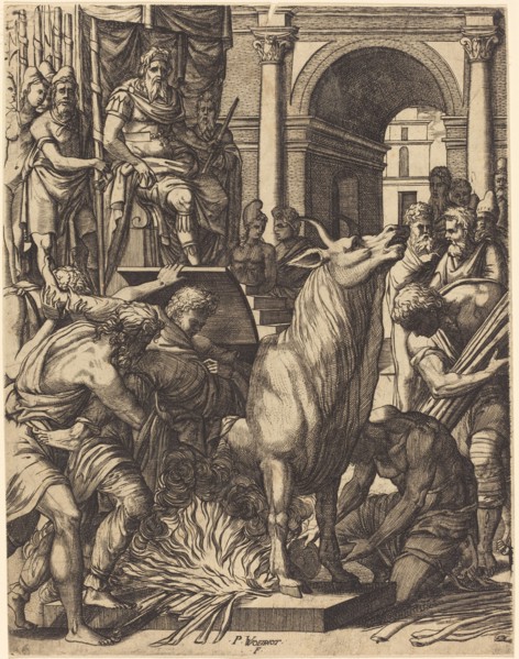 The Brazen Bull of Phalarus. Creator: Pierre Woeiriot.