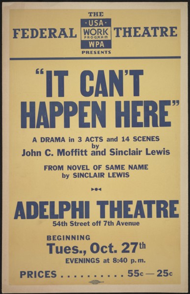 It Can't Happen Here, New York, 1936. Creator: Unknown.