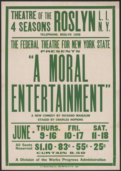 A Moral Entertainment, Roslyn, NY, 1938. Creator: Unknown.