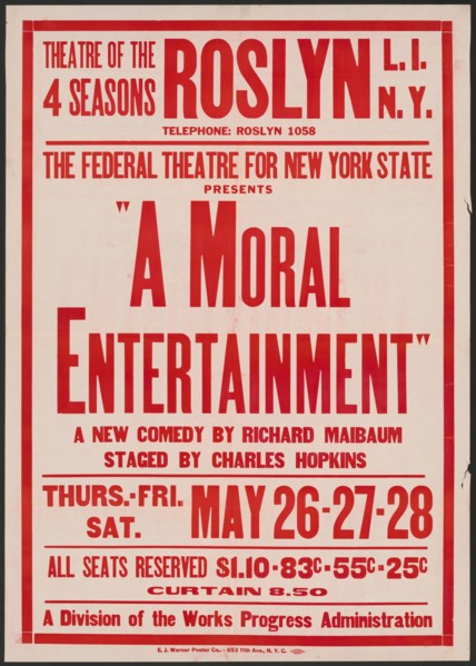 A Moral Entertainment, Roslyn, NY, 1938. Creator: Unknown.