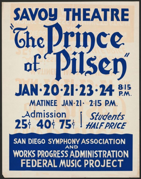 The Prince of Pilsen, San Diego, [193-]. Creator: Unknown.