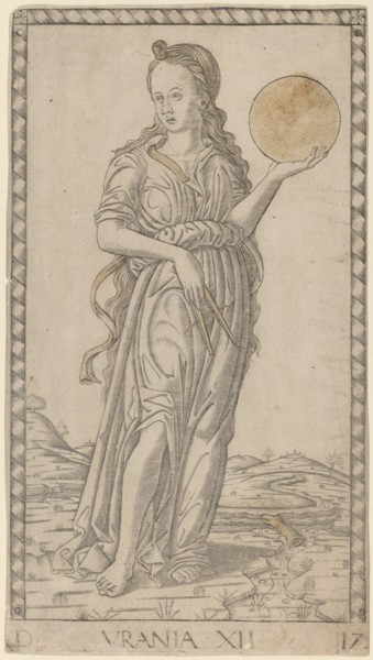 Urania, c. 1465. Creator: Master of the E-Series Tarocchi.
