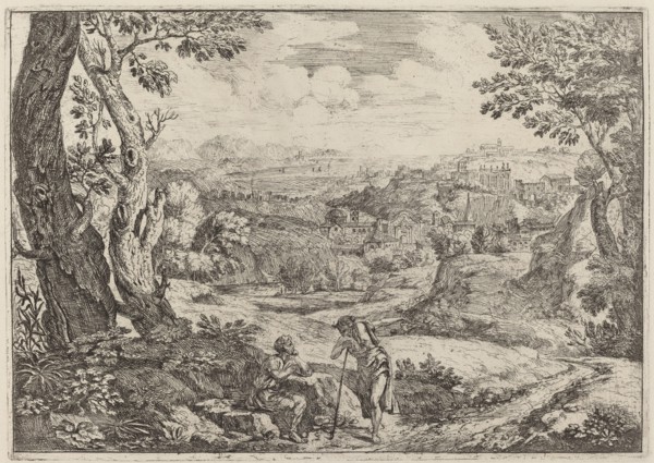 Two Men in Conversation, 1696. Creator: Crescenzio Onofri.