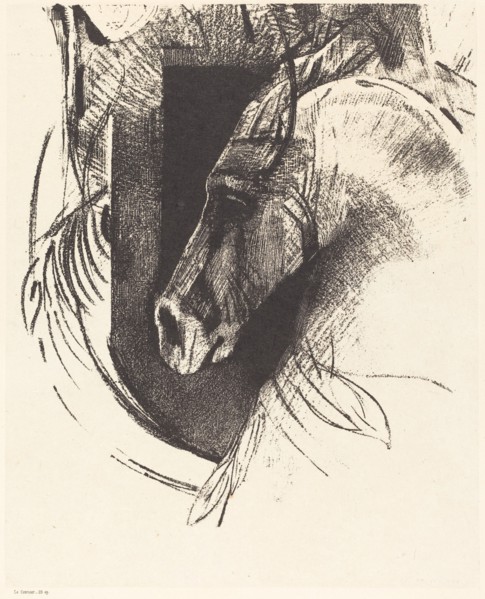 Le Coursier (The Race Horse), 1894. Creator: Odilon Redon.