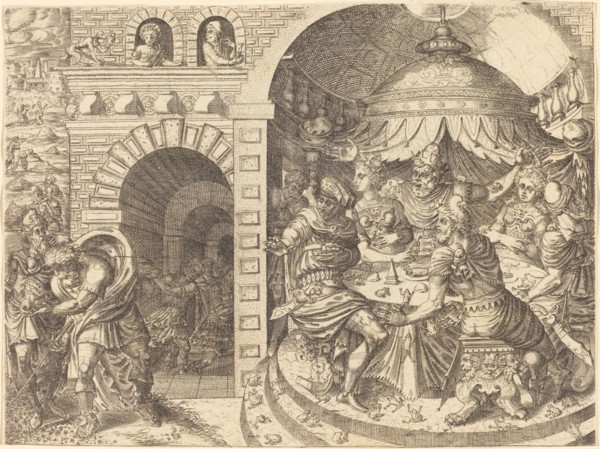 Pharaoh and the Plague of Frogs. Creator: Pierre Woeiriot.