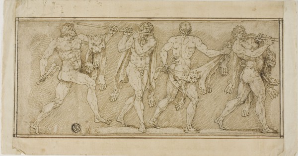 Frieze of Satyrs Wearing Lion Skins and Playing Pipes, n.d.