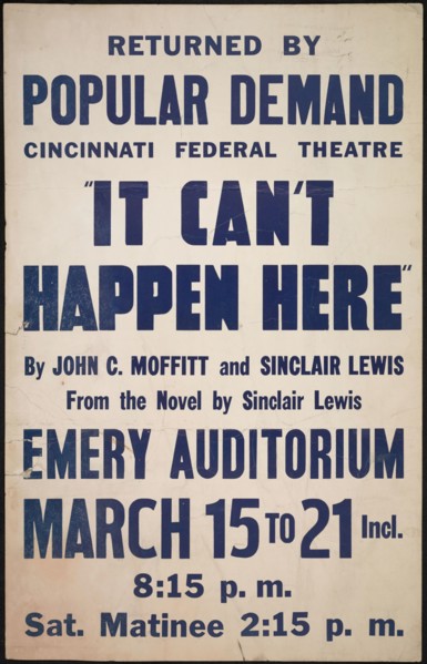 It Can't Happen Here, Cincinnati, [193-]. Creator: Unknown.