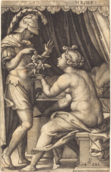 Medea Returning the Penates to Jason. Creator: Georg Pencz.