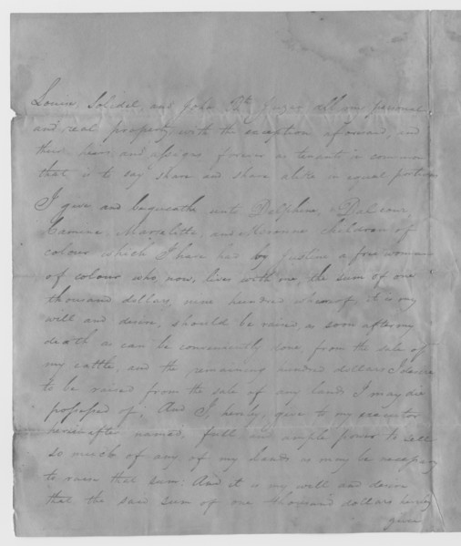 Will and testament of Daniel Juzan, 1825. Creator: Unknown.