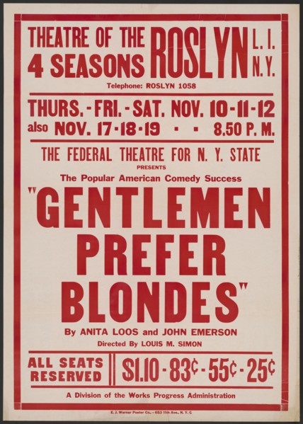 Gentlemen Prefer Blondes, Roslyn, NY, 1938. Creator: Unknown.
