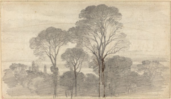 An Evening Landscape with Tall Trees. Creator: Birket Foster.