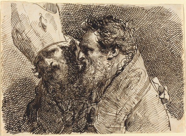 Heads of Two Bishops, 1770s-1780s. Creator: Gaetano Gandolfi.