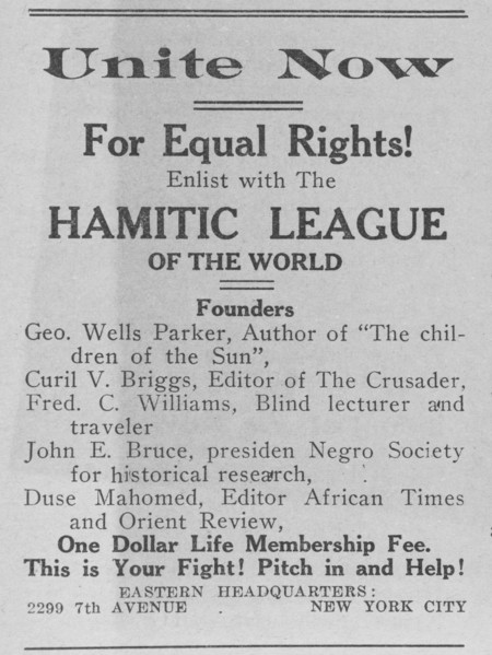 The Hamitic League of the World, 1918-1922. Creator: Unknown.