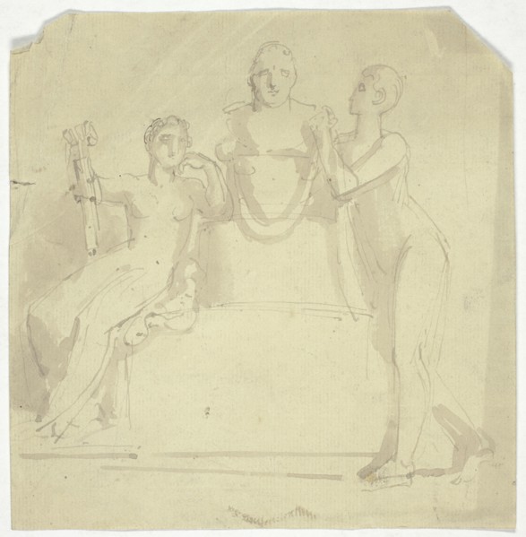 Two Female Figures with a Bust, n.d. Creator: Thomas Stothard.