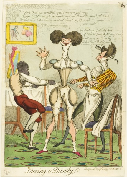 Laceing a Dandy, published January 26, 1819. Creator: Unknown.