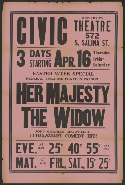 Her Majesty the Widow 4, Syracuse, NY, 1936. Creator: Unknown.