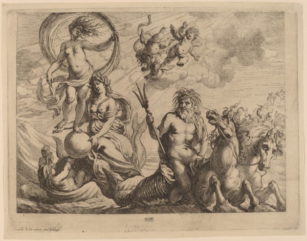 Neptune with Two Horses on the Sea. Creator: Cornelis Schut I.