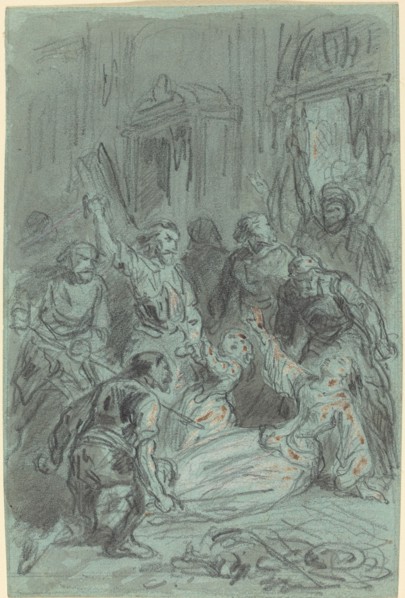 A Dramatic Scene with a Fainting Woman. Creator: Gustave Doré.