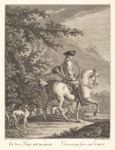 Huntsman with a Pack of Hounds. Creator: Johann Elias Ridinger.