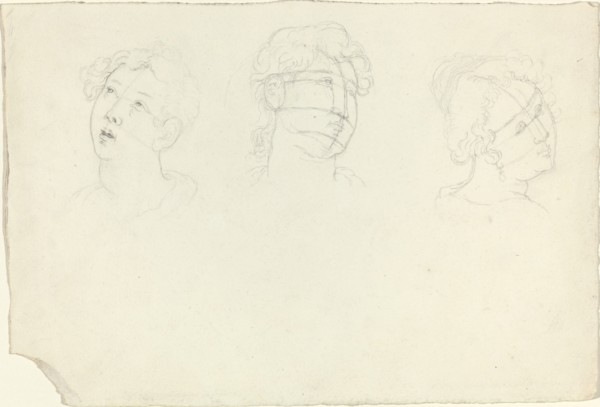 Head of Mary Magdalen and Two Saints (?). Creator: John Flaxman.