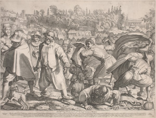 Brutto Buono Stoned by His Enemies. Creator: Francesco Villamena.