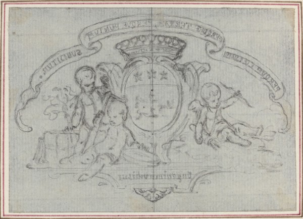 Coat of Arms with Three Putti. Creator: Hubert Francois Gravelot.