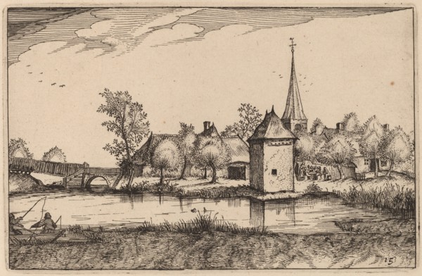 Pond and a Village, published 1612. Creator: Claes Jansz Visscher.