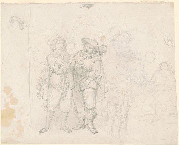 Two Cavaliers [recto], c. 1850s. Creator: Emanuel Gottlieb Leutze.