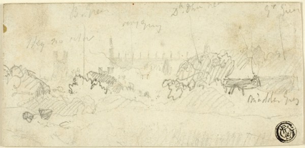 Sketch of Landscape with Cathedral, n.d. Creator: John Sell Cotman.