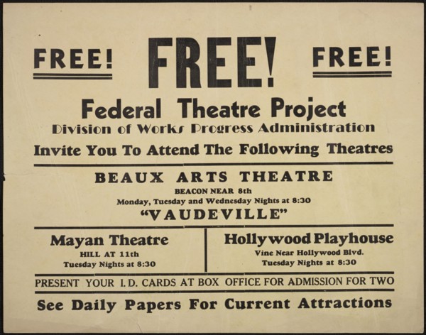 Theatre poster, Los Angeles, Los Angeles, [193-]. Creator: Unknown.