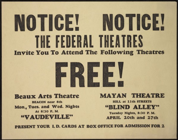Theatre poster, Los Angeles, Los Angeles, [193-]. Creator: Unknown.