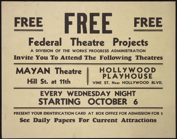 Theatre poster, Los Angeles, Los Angeles, [193-]. Creator: Unknown.