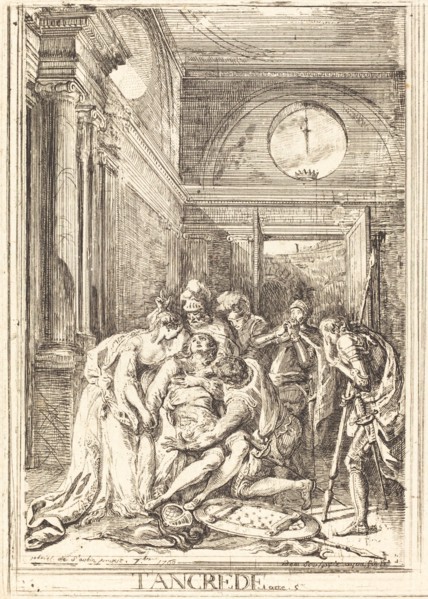 The Death of Tancred [left], 1760. Creator: Gabriel de Saint-Aubin.